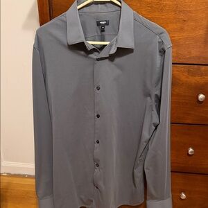 Express Mens 1MX Slim Fit Gray Dress Shirt